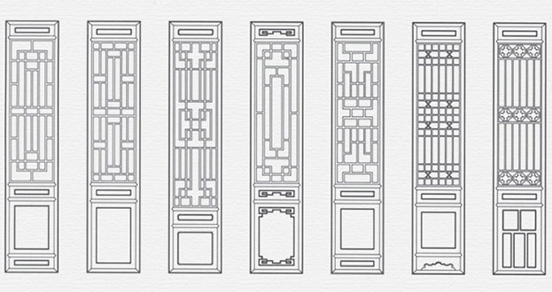 河口常用中式仿古花窗图案隔断设计图